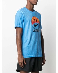 Мужская бирюзовая футболка с круглым вырезом с принтом от Nike