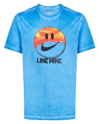 Мужская бирюзовая футболка с круглым вырезом с принтом от Nike