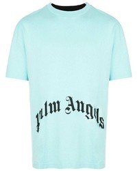 Мужская бирюзовая футболка с круглым вырезом с принтом от Palm Angels