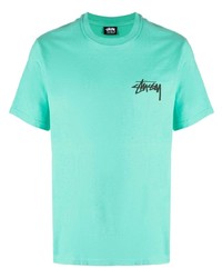 Мужская бирюзовая футболка с круглым вырезом с принтом от Stussy