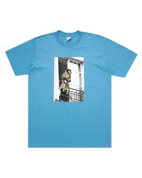 Мужская бирюзовая футболка с круглым вырезом с принтом от Supreme