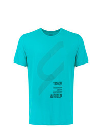 Мужская бирюзовая футболка с круглым вырезом с принтом от Track & Field