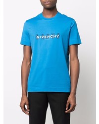 Мужская бирюзовая футболка с круглым вырезом с принтом от Givenchy