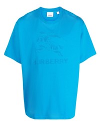 Мужская бирюзовая футболка с круглым вырезом от Burberry