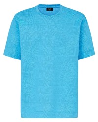 Мужская бирюзовая футболка с круглым вырезом от Fendi