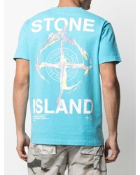 Мужская бирюзовая футболка с круглым вырезом от Stone Island