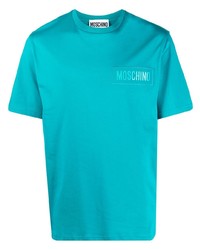 Мужская бирюзовая футболка с круглым вырезом от Moschino