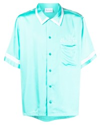Мужская бирюзовая шелковая рубашка с коротким рукавом от BLUE SKY INN