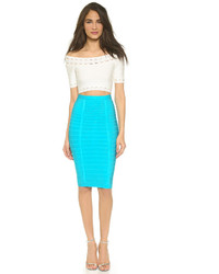 Бирюзовая юбка-карандаш от Herve Leger