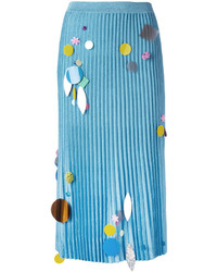 Бирюзовая юбка с пайетками со складками от Christopher Kane