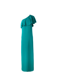 Бирюзовое вечернее платье с рюшами от Lanvin