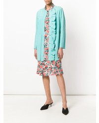 Женское бирюзовое кожаное пальто от Simonetta Ravizza