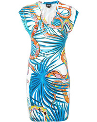 Бирюзовое платье со змеиным рисунком от Just Cavalli