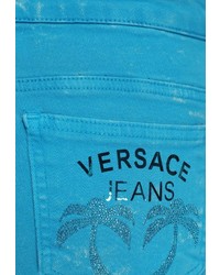 Бирюзовые джинсы скинни от Versace Jeans