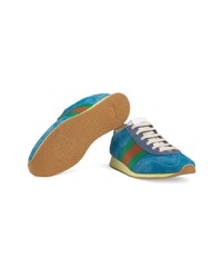 Женские бирюзовые замшевые низкие кеды от Gucci