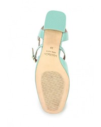 Бирюзовые кожаные босоножки на каблуке от MAX&amp;Co