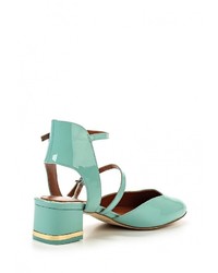 Бирюзовые кожаные босоножки на каблуке от MAX&amp;Co