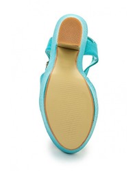 Бирюзовые кожаные босоножки на каблуке от Stephan