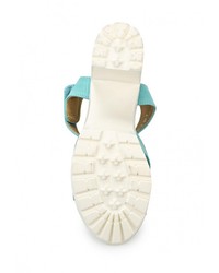 Бирюзовые кожаные босоножки на каблуке от Wilmar