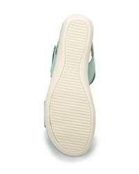 Бирюзовые кожаные босоножки на танкетке от Caprice