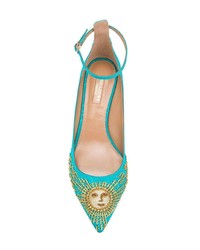 Бирюзовые кожаные туфли от Aquazzura