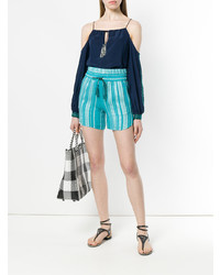 Женские бирюзовые шорты с вышивкой от Zeus+Dione