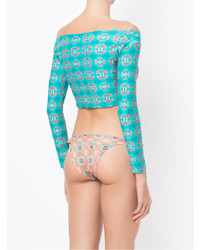Бирюзовый бикини-топ с принтом от BRIGITTE