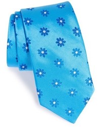 Бирюзовый галстук с цветочным принтом