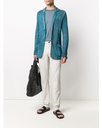 Мужской бирюзовый льняной пиджак от Avant Toi