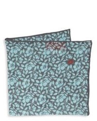 Бирюзовый нагрудный платок с цветочным принтом