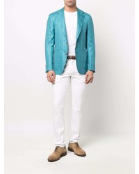 Мужской бирюзовый пиджак в клетку от Canali