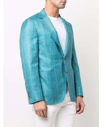 Мужской бирюзовый пиджак в клетку от Canali