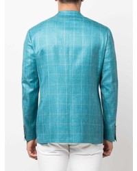 Мужской бирюзовый пиджак в клетку от Canali