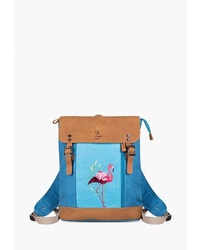 Женский бирюзовый рюкзак из плотной ткани с принтом от Ginger Bird