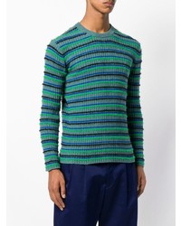 Мужской бирюзовый свитер с круглым вырезом в горизонтальную полоску от Kenzo