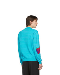 Мужской бирюзовый свитер с круглым вырезом с принтом от Acne Studios