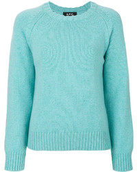 Женский бирюзовый свитер с круглым вырезом от A.P.C.