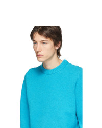 Мужской бирюзовый свитер с круглым вырезом от Acne Studios