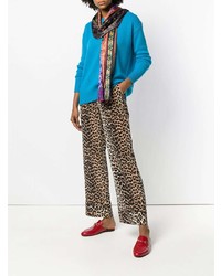 Женский бирюзовый свитер с круглым вырезом от Etro