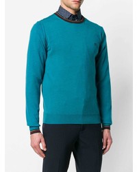 Мужской бирюзовый свитер с круглым вырезом от Etro