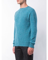Мужской бирюзовый свитер с круглым вырезом от YMC