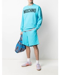 Мужской бирюзовый свитшот с принтом от Moschino