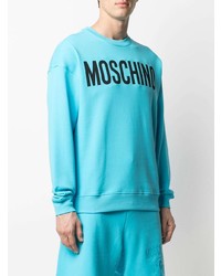 Мужской бирюзовый свитшот с принтом от Moschino