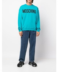 Мужской бирюзовый свитшот с принтом от Moschino