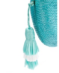 Бирюзовый соломенный клатч от Serpui