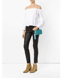 Бирюзовый соломенный клатч от Serpui