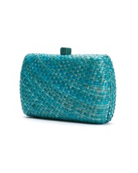 Бирюзовый соломенный клатч от Serpui