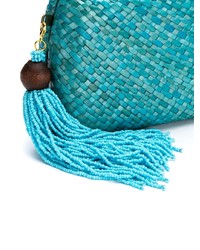 Бирюзовый соломенный клатч от Serpui