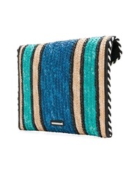 Бирюзовый соломенный плетеный клатч от Rebecca Minkoff