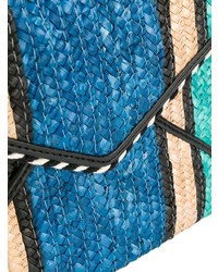Бирюзовый соломенный плетеный клатч от Rebecca Minkoff